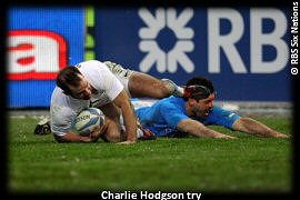 Italy England Charlie Hodgson try